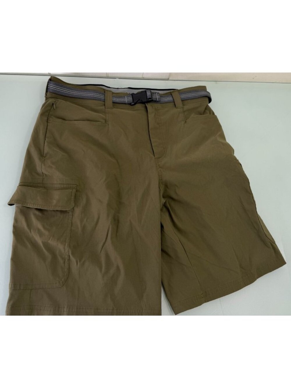 Orvis Tech Belted Cargo Shorts Men 34 Nylon Stretch Elastic Waist Hiking Outdoor
